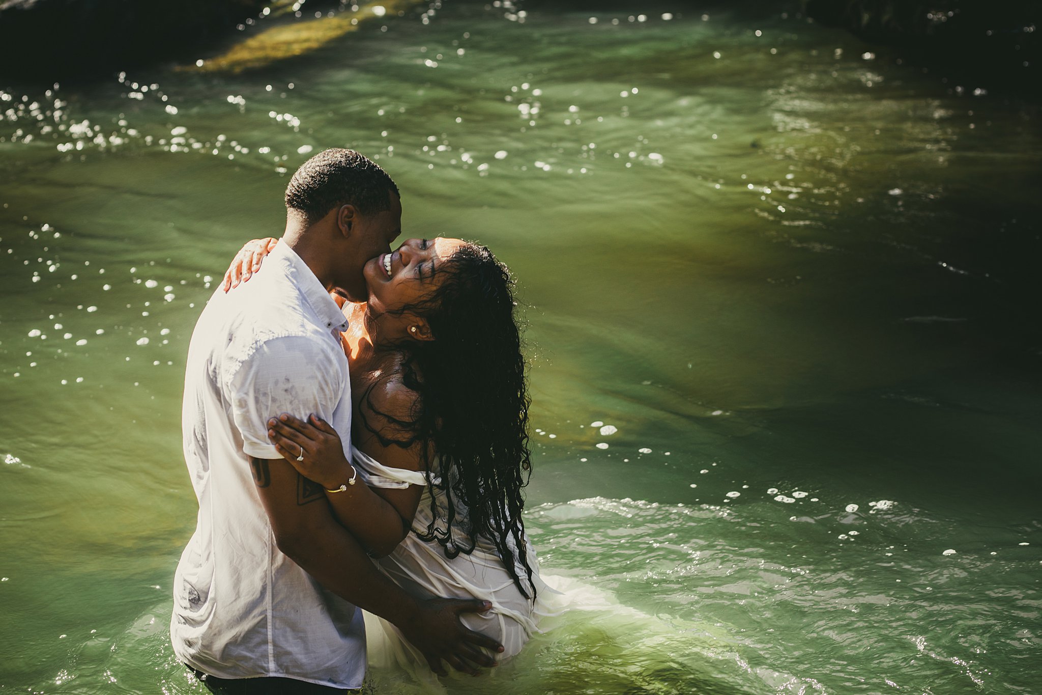 Vickery Falls at Roswell Mill Adventure Engagement Session Atlanta Wedding Photographers 