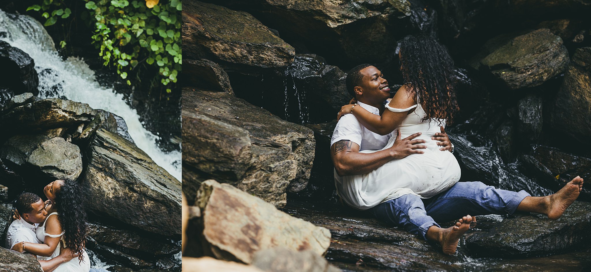 Vickery Falls at Roswell Mill Adventure Engagement Session Atlanta Wedding Photographers 