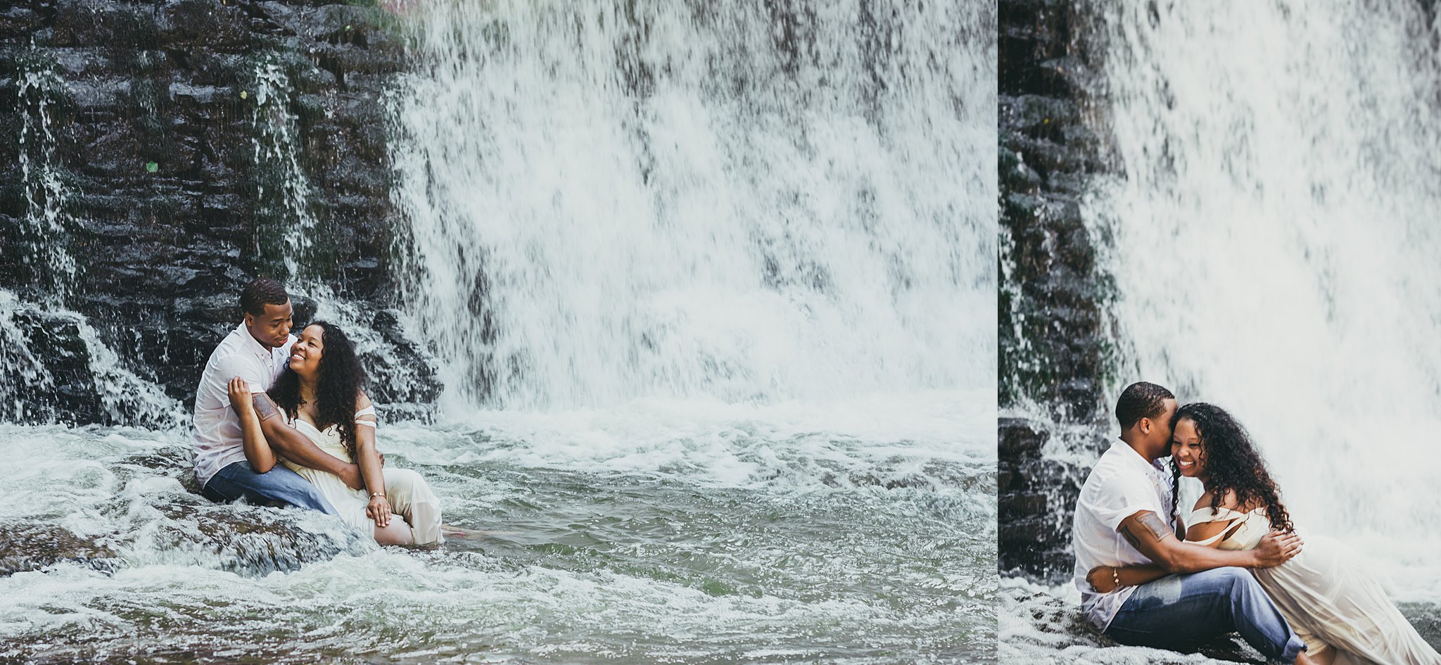 Vickery Falls at Roswell Mill Adventure Engagement Session Atlanta Wedding Photographers 