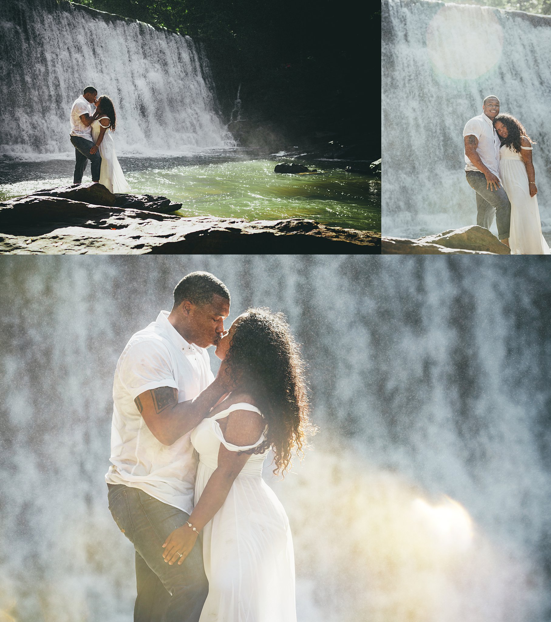 Vickery Falls at Roswell Mill Adventure Engagement Session Atlanta Wedding Photographers 