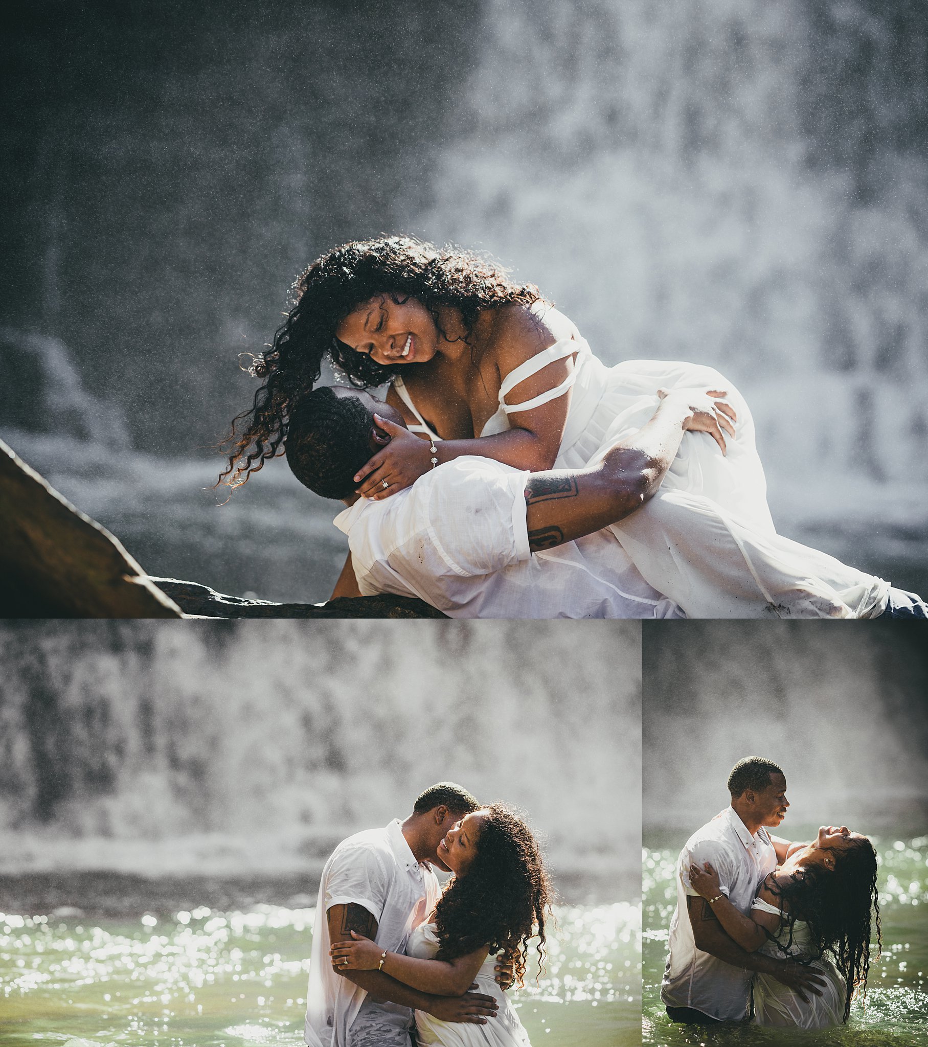 Vickery Falls at Roswell Mill Adventure Engagement Session Atlanta Wedding Photographers 