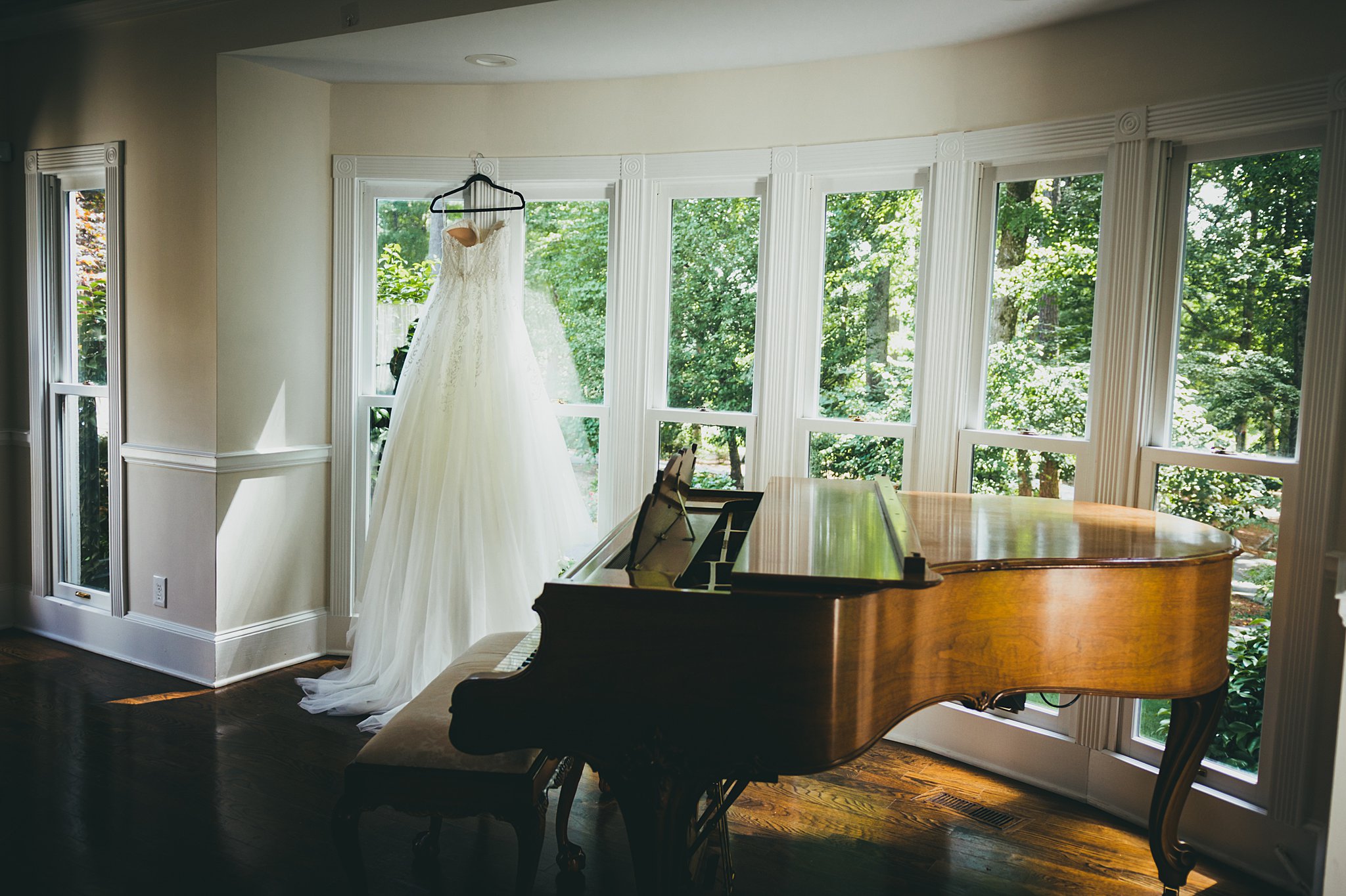 Little River Farms Wedding Milton, GA Atlanta Wedding Photographers Wedding dress and Piano