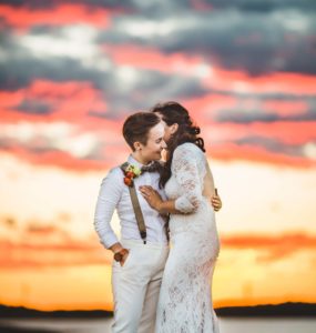 Bride and Bride Sunset Photo Bright Colors, Atlanta Wedding Photographers